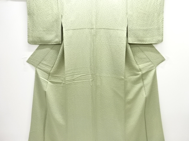 ふくれ織　花模様織り出し色無地着物